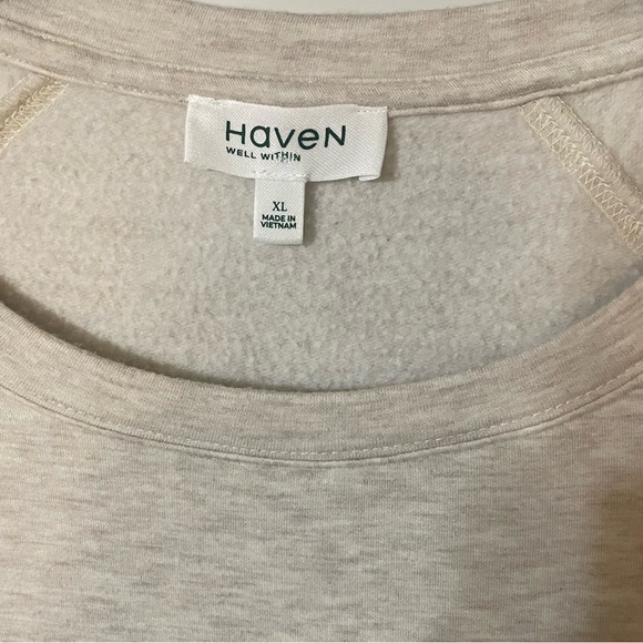 Haven Well Within Tie Waist Crew Neck Beige Size XL Soft Comfy Neutral Staple - Picture 2 of 7